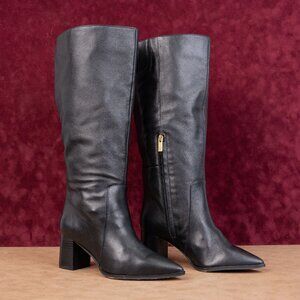 Vince Camuto Women Lumina Extra Wide Black Leather Pointy Toe Knee Boots sz 8